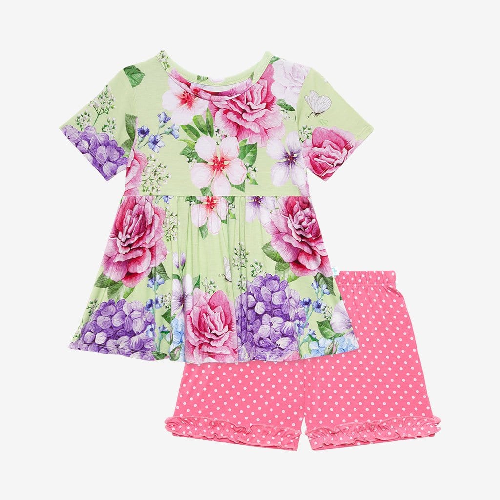 Georgina Short Sleeve Peplum Ruffled Short Set