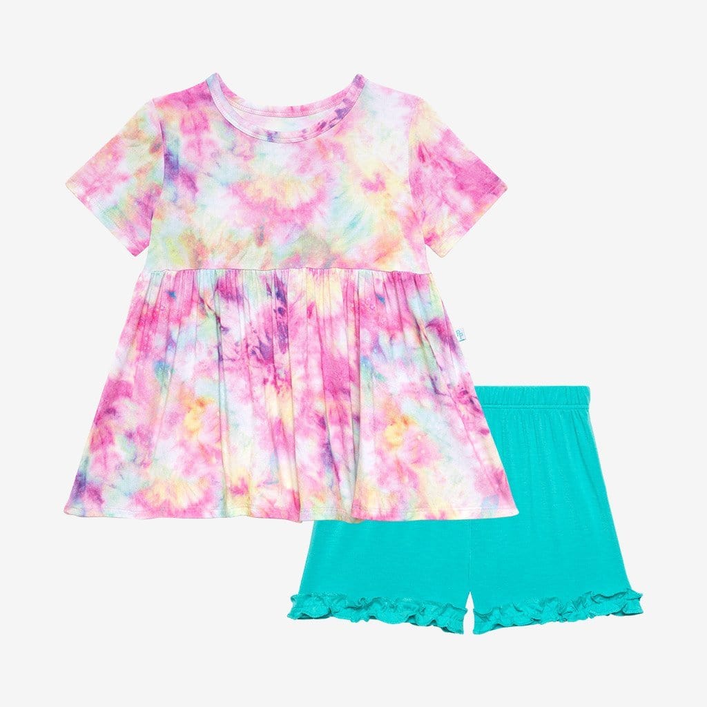 Joplin Short Sleeve Peplum Ruffled Short Set