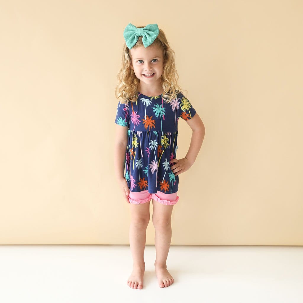 Palmer Short Sleeve Peplum Ruffled Short Set