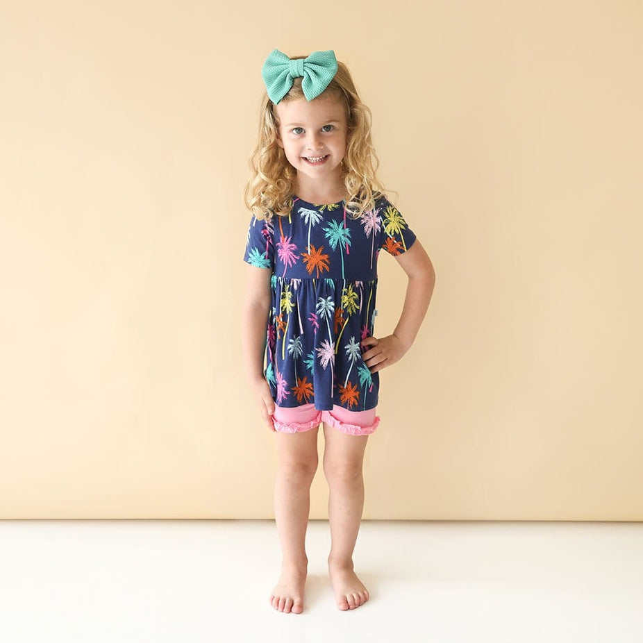 Palmer Short Sleeve Peplum Ruffled Short Set