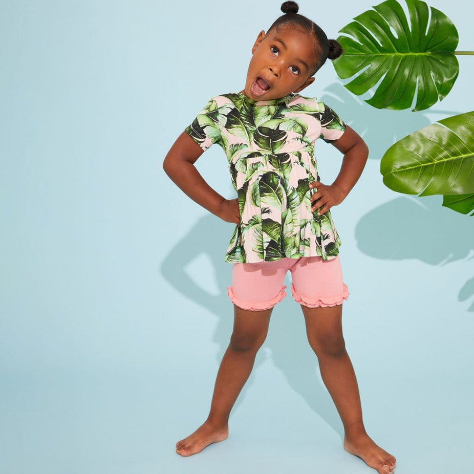 Tiffany Short Sleeve Peplum Ruffled Short Set