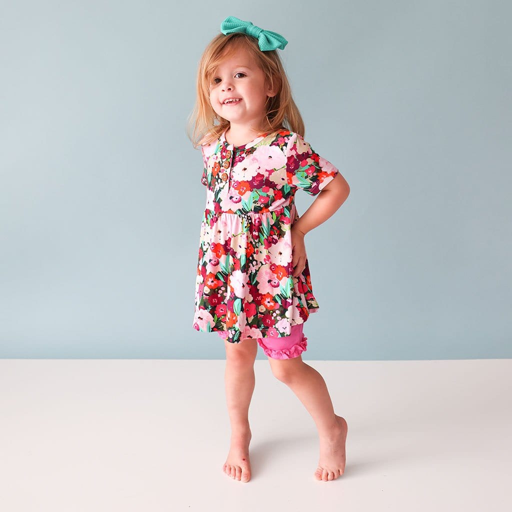 Katerina Short Sleeve Henley Peplum Ruffled Short Set
