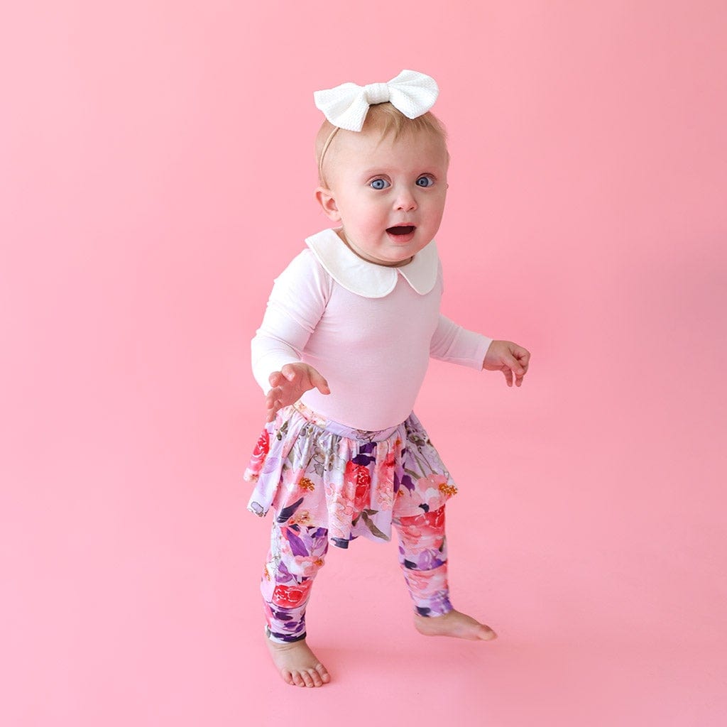 Aurora Long Sleeve Collared Bodysuit Skirted Legging Set