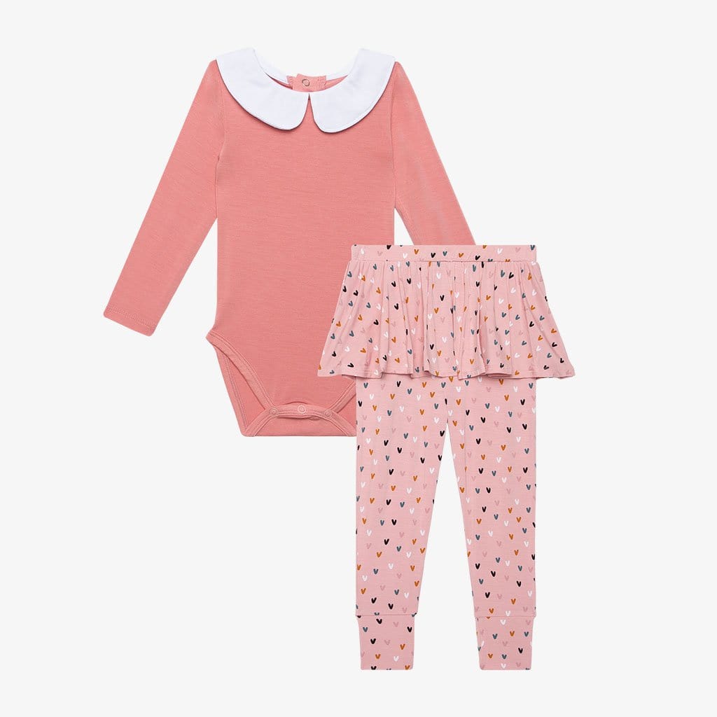 Cassidy Long Sleeve Collared Bodysuit Skirted Legging Set