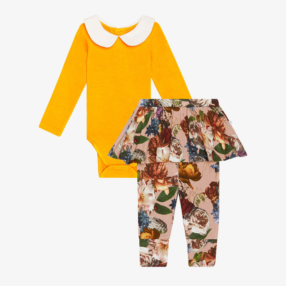 Phoebe Long Sleeve Collared Bodysuit Skirted Legging Set