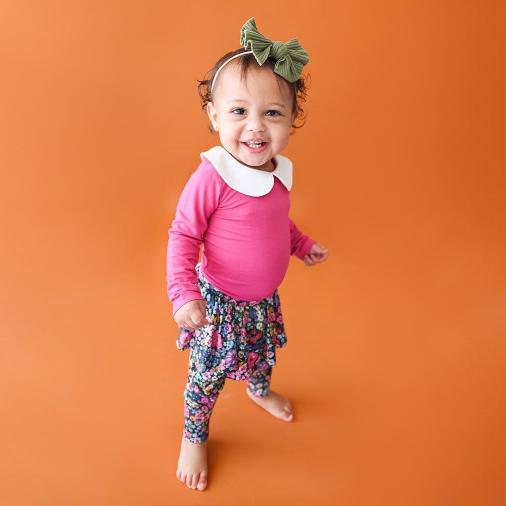 Scarlet Long Sleeve Collared Bodysuit Skirted Legging Set