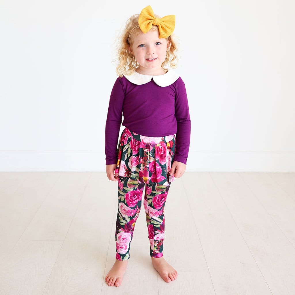 Zelda Long Sleeve Collared Bodysuit Skirted Legging Set