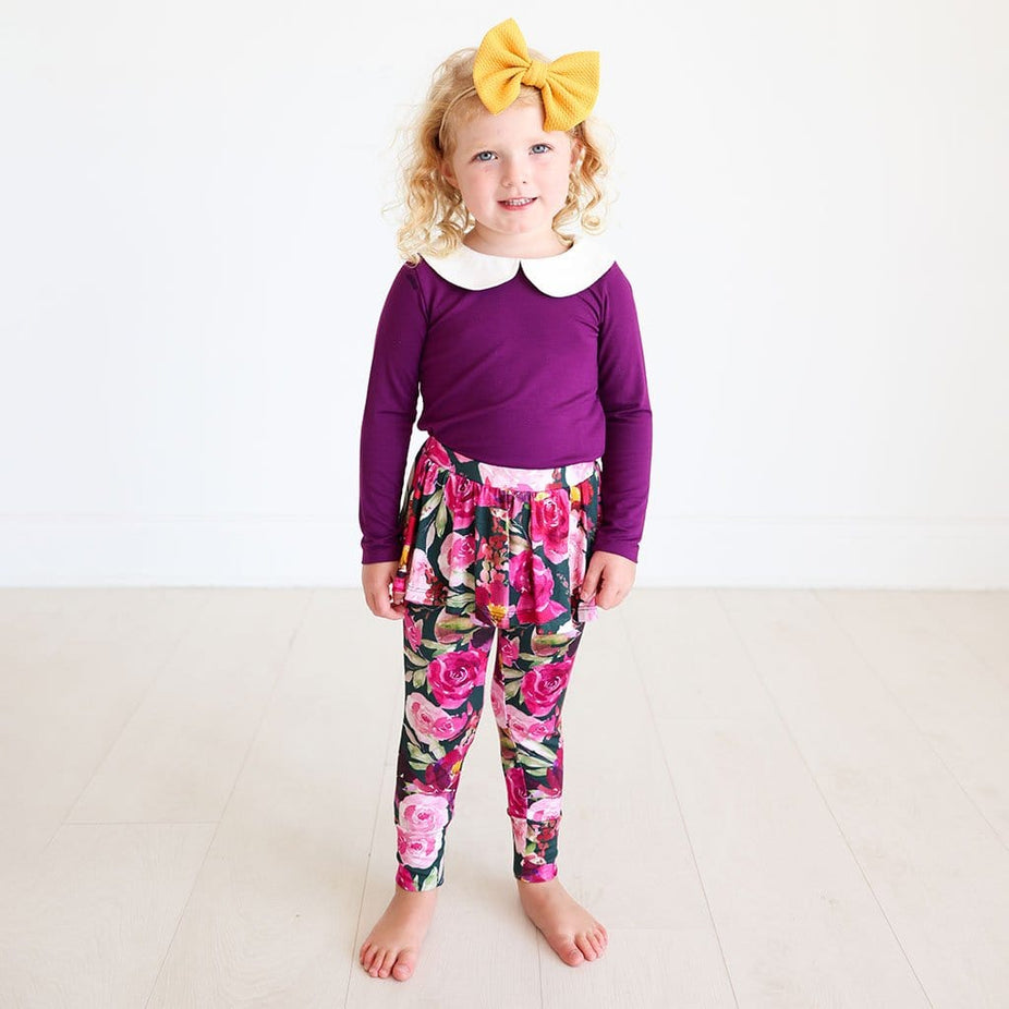 Zelda Long Sleeve Collared Bodysuit Skirted Legging Set