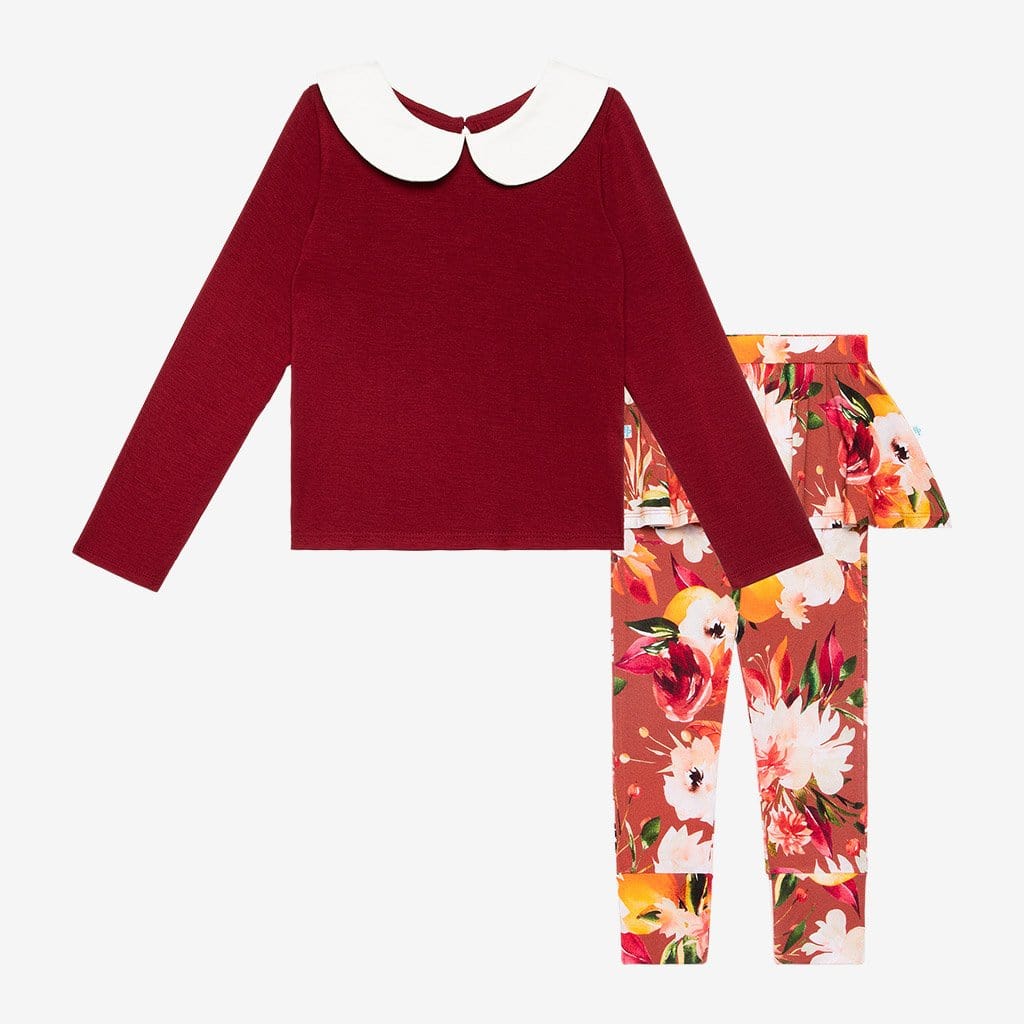 Leonora Long Sleeve Collared Top Skirted Legging Set