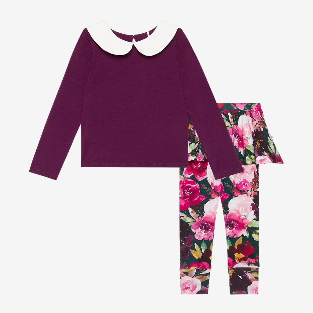 Zelda Long Sleeve Collared Top Skirted Legging Set