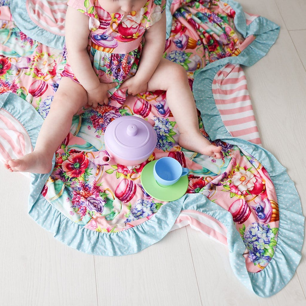Baby stting on Elizabeth & Emily Ruffled Luxe Patoo
