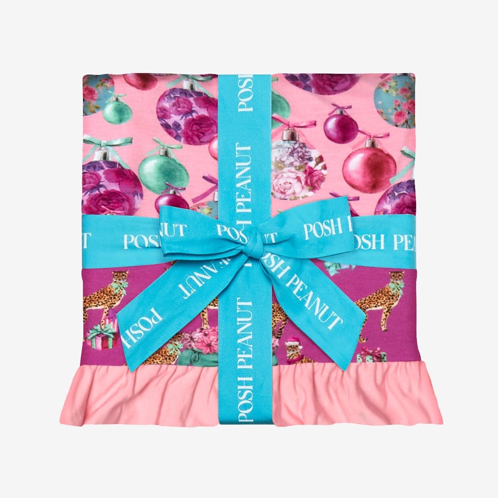 Folded and tied with a ribbon Luxe Patoo™ | Posh Ornaments & Keana | Christmas Baby Blanket