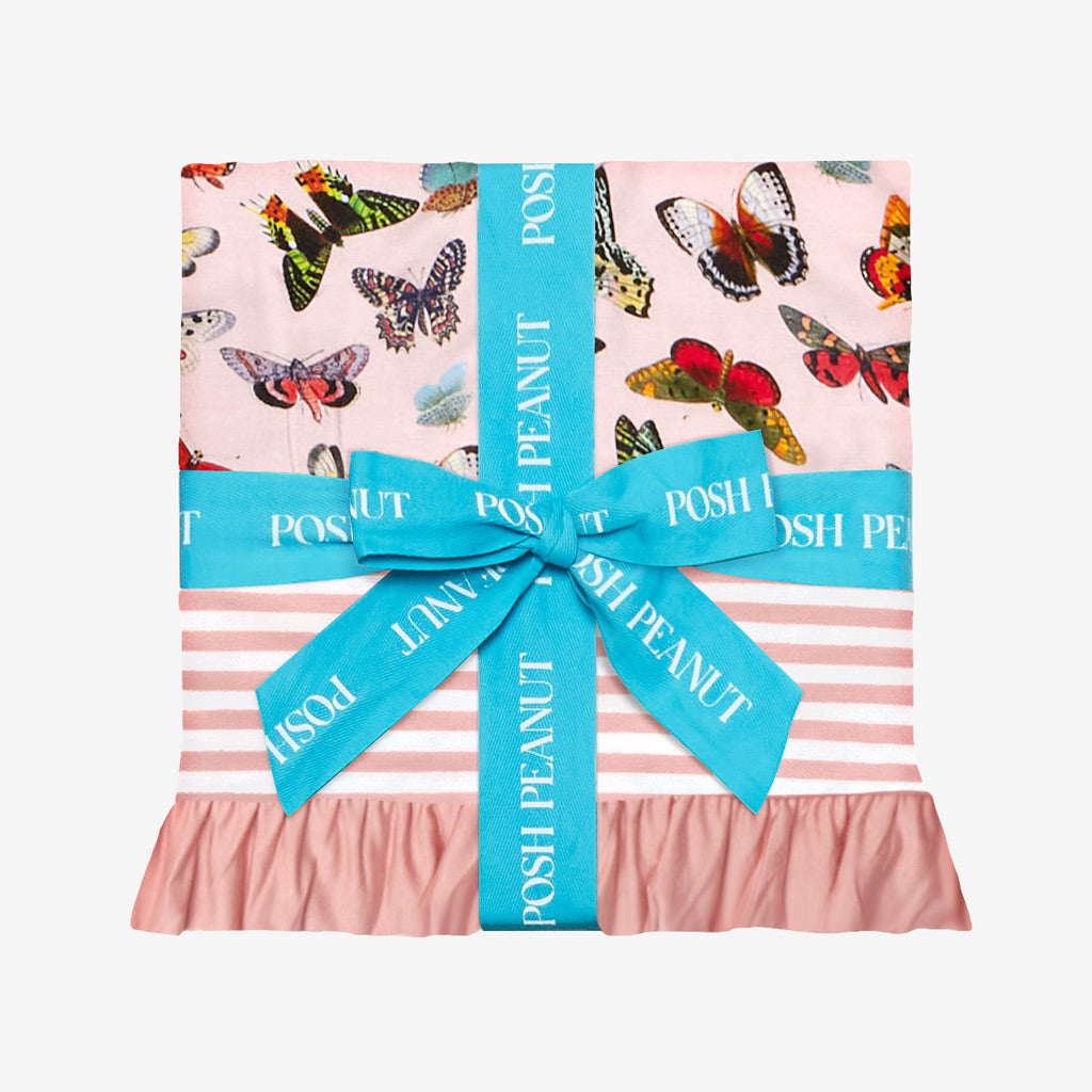 Parisa & Autumn Rose Stripe Ruffled Luxe Patoo® Blanket