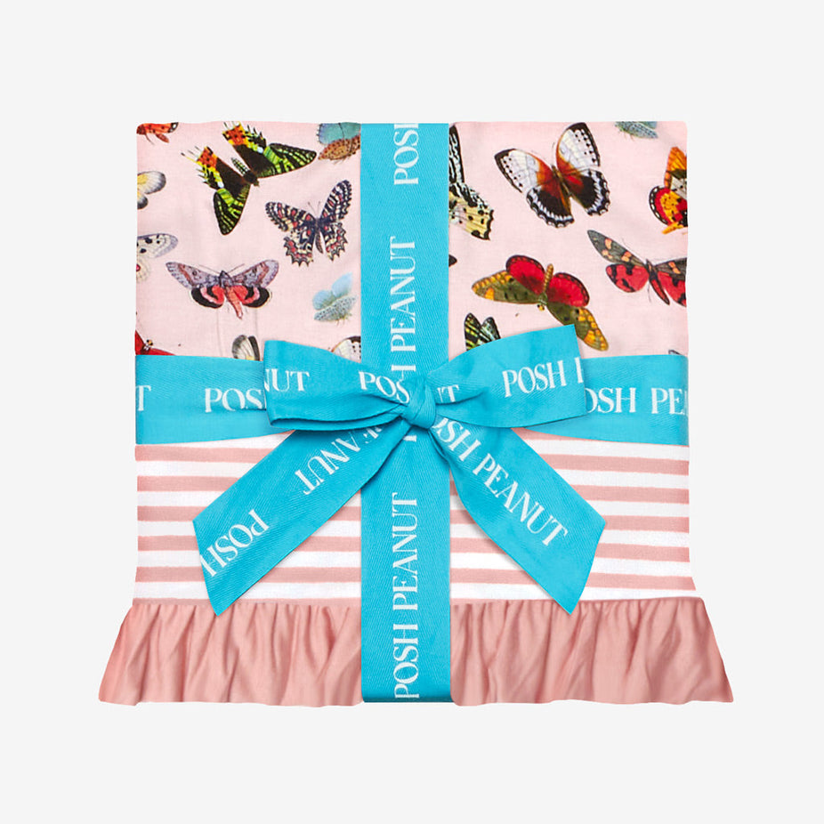 Parisa & Autumn Rose Stripe Ruffled Luxe Patoo® Blanket