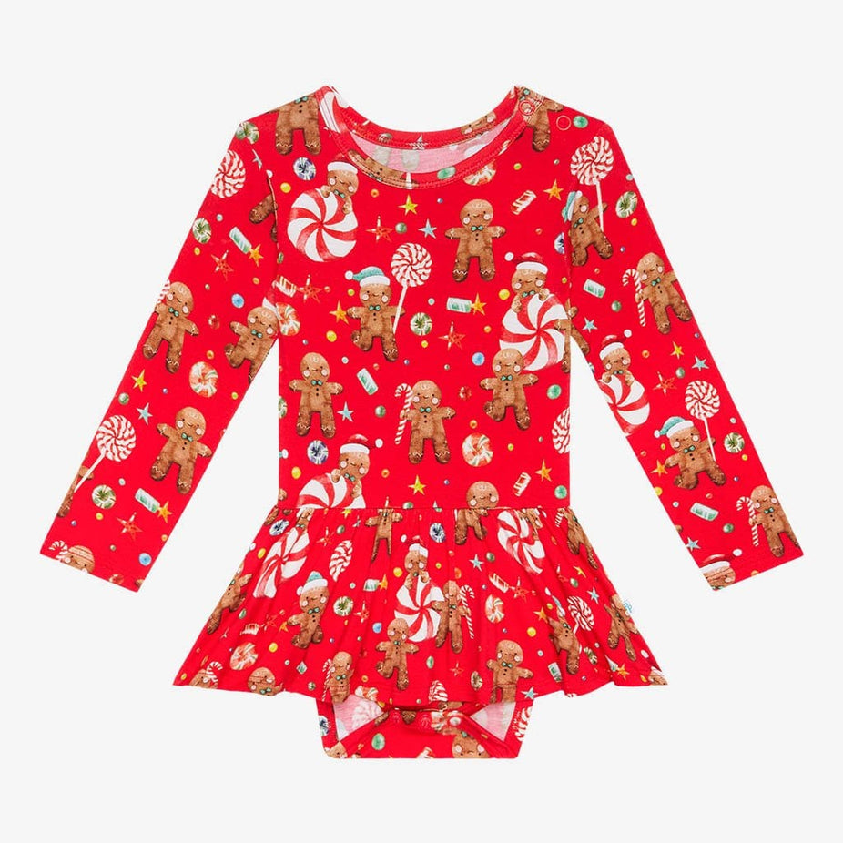 Candy Cane Lane Long Sleeve Twirl Skirt Bodysuit