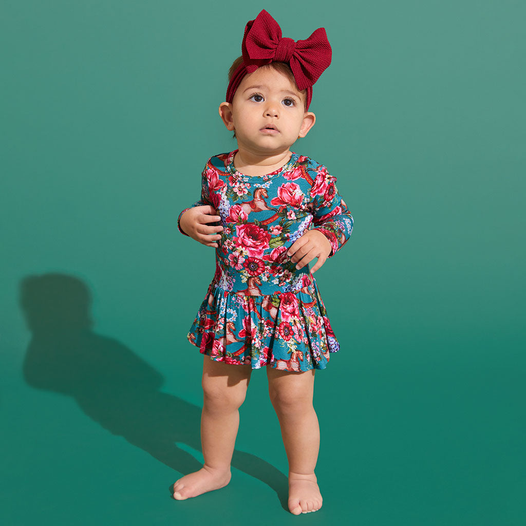 FAO Schwarz® Floral Long Sleeve Twirl Skirt Bodysuit