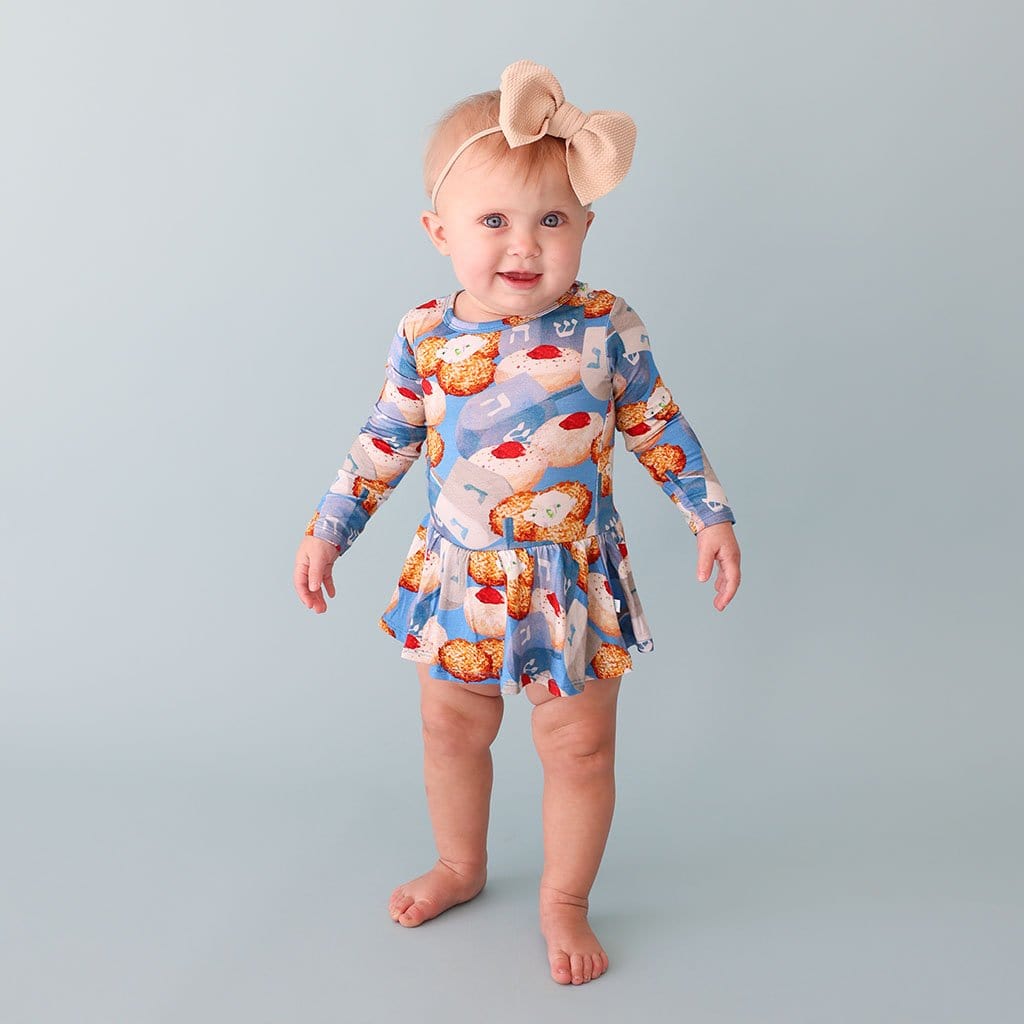 Hanukkah Long Sleeve Twirl Skirt Bodysuit