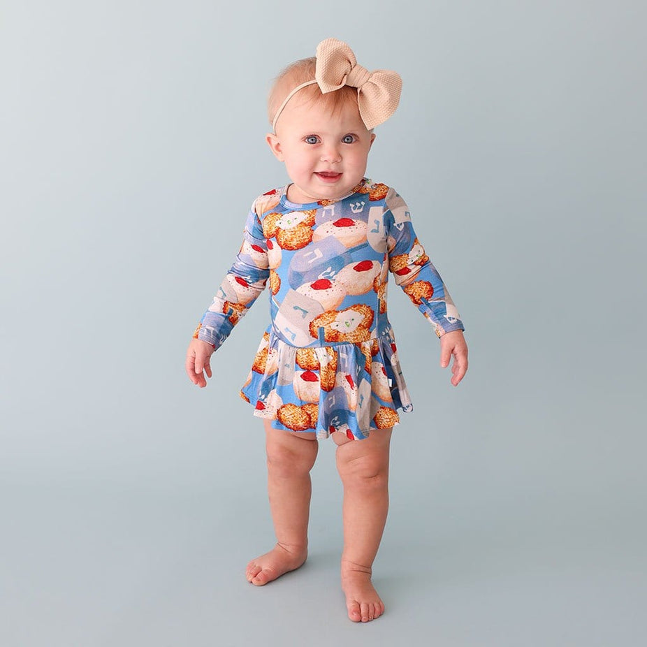 Hanukkah Long Sleeve Twirl Skirt Bodysuit