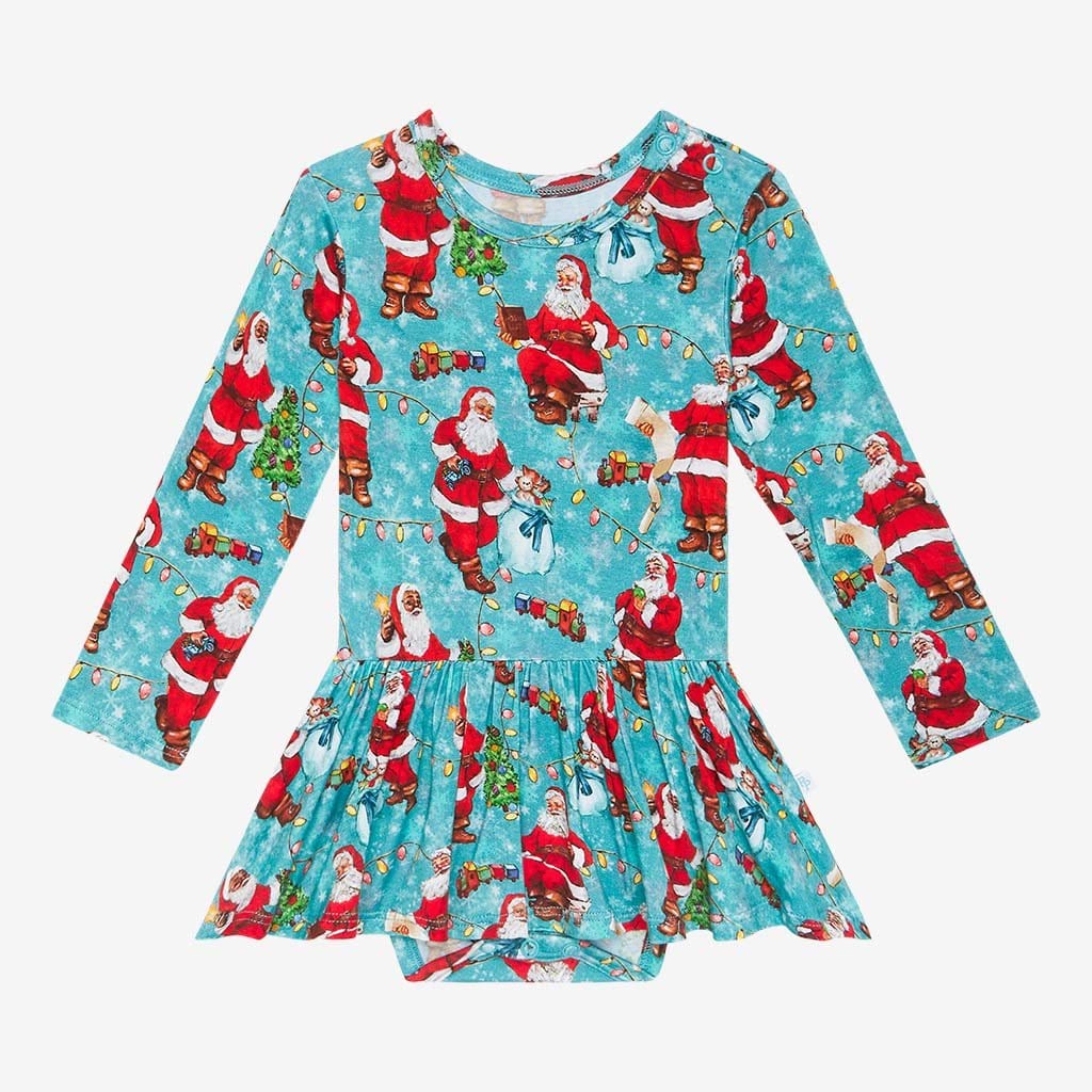 Jolly Saint Nick Long Sleeve Twirl Skirt Bodysuit