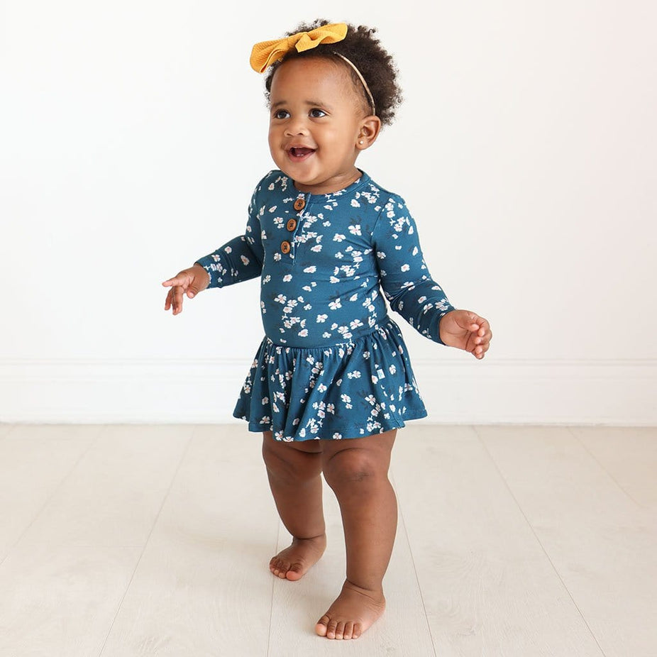 Adriana Long Sleeve Henley Twirl Skirt Bodysuit