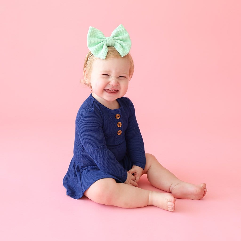 Agate Waffle Long Sleeve Henley Twirl Skirt Bodysuit