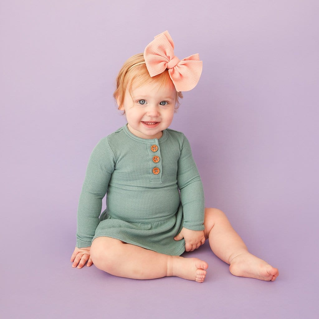 Arctic Waffle Long Sleeve Henley Twirl Skirt Bodysuit
