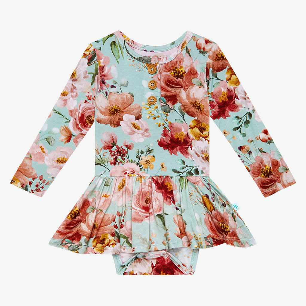 Cheyenne Long Sleeve Henley Twirl Skirt Bodysuit