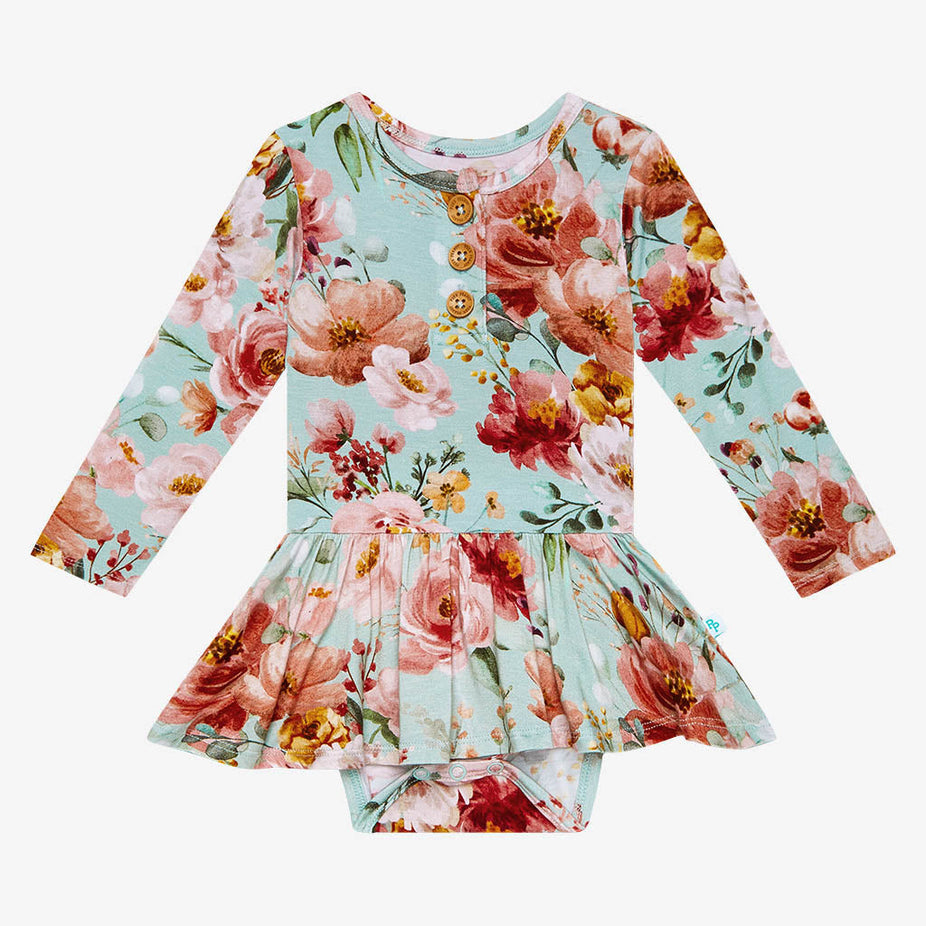 Cheyenne Long Sleeve Henley Twirl Skirt Bodysuit