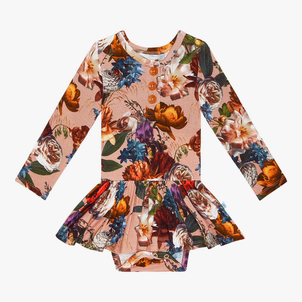 Phoebe Long Sleeve Henley Twirl Skirt Bodysuit