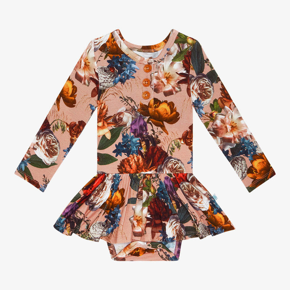 Phoebe Long Sleeve Henley Twirl Skirt Bodysuit