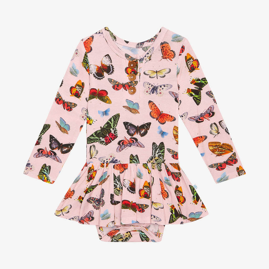 Parisa Long Sleeve Henley Twirl Skirt Bodysuit