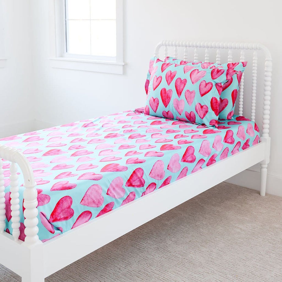 Queen of Hearts Sheet Pillow Cover Set