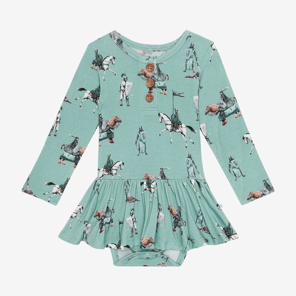 Wallace Long Sleeve Henley Twirl Skirt Bodysuit