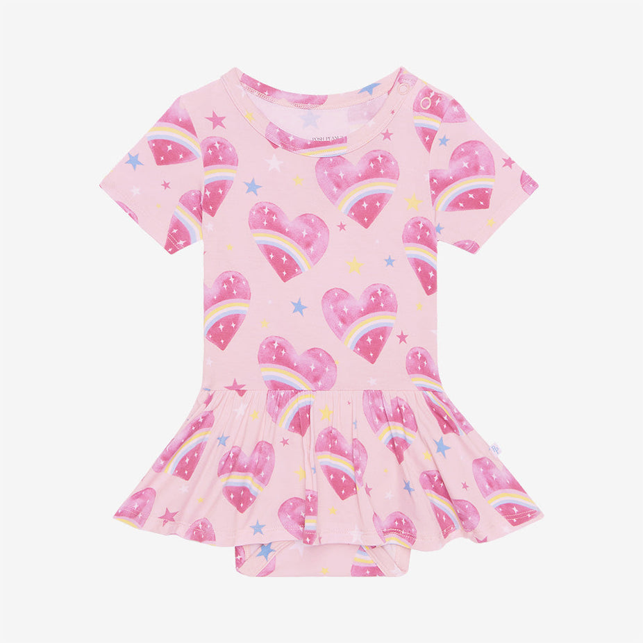 Rainbow Hearts Twirl Skirt Bodysuit Dress