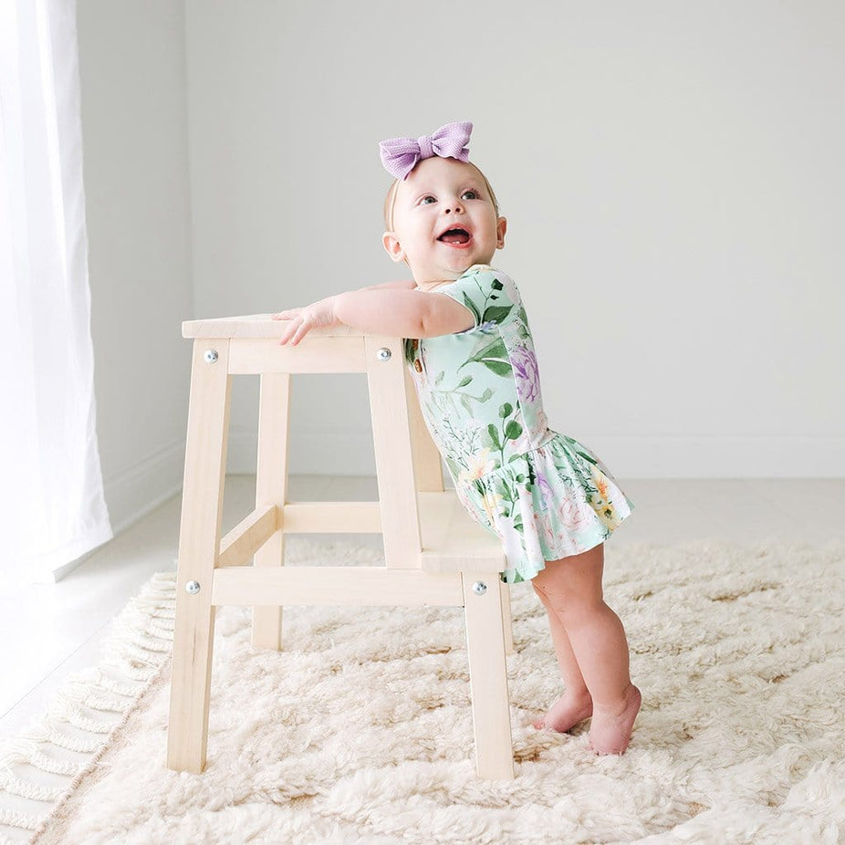 Baby on Floral Erin Short Sleeve Henley Twirl Skirt Bodysuit