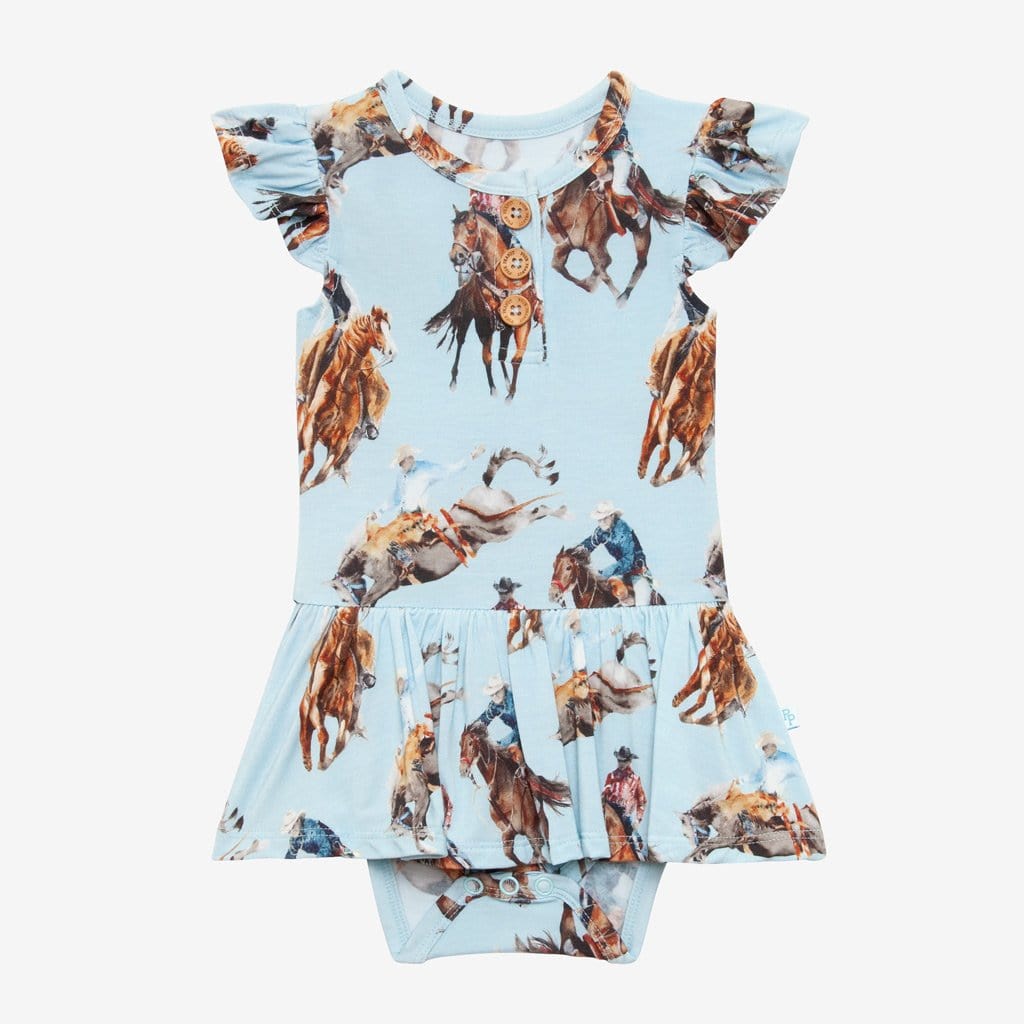 Brody Ruffled Cap Sleeve Henley Twirl Skirt Bodysuit
