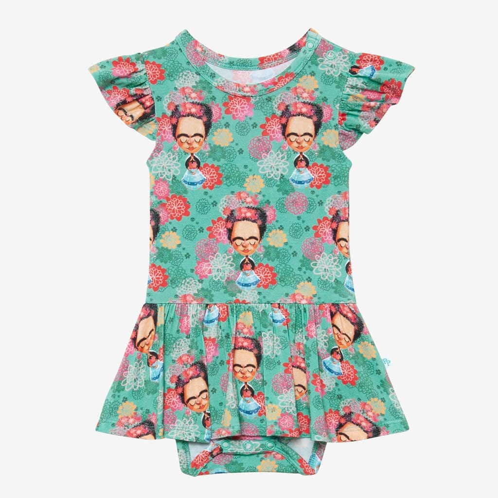 Frida Kahlo Ruffled Cap Sleeve Twirl Skirt Bodysuit