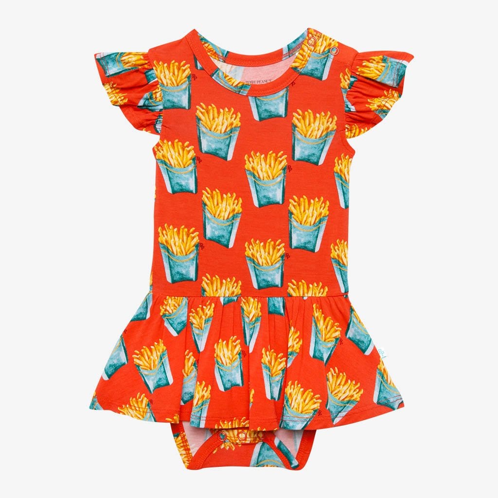Fry Ruffled Cap Sleeve Twirl Skirt Bodysuit