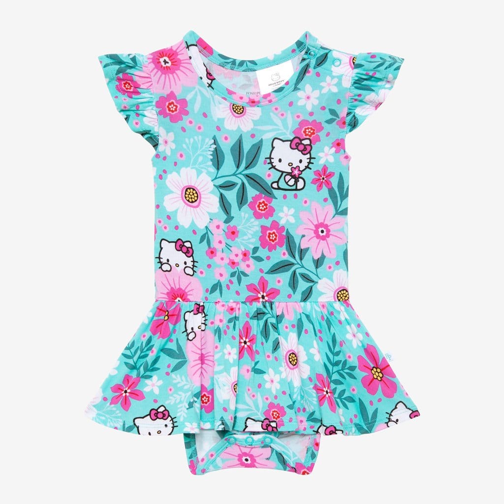 Hello Kitty® Floral Ruffled Cap Sleeve Twirl Skirt Bodysuit