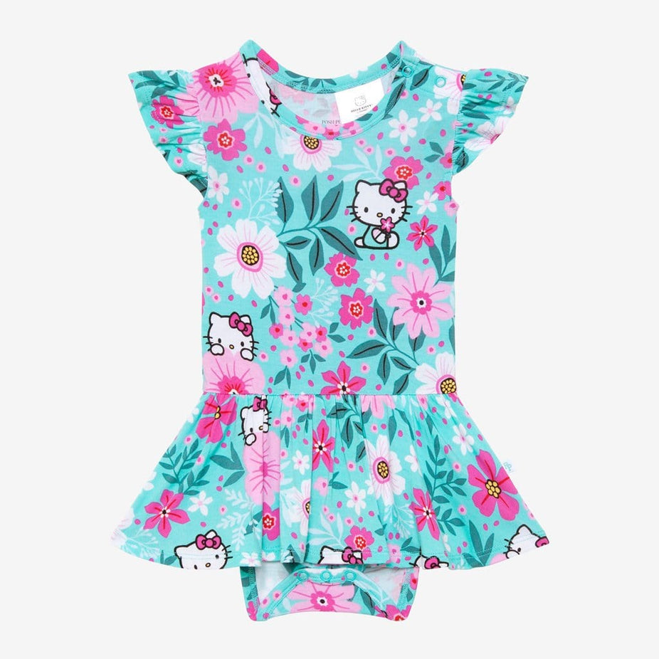 Hello Kitty® Floral Ruffled Cap Sleeve Twirl Skirt Bodysuit