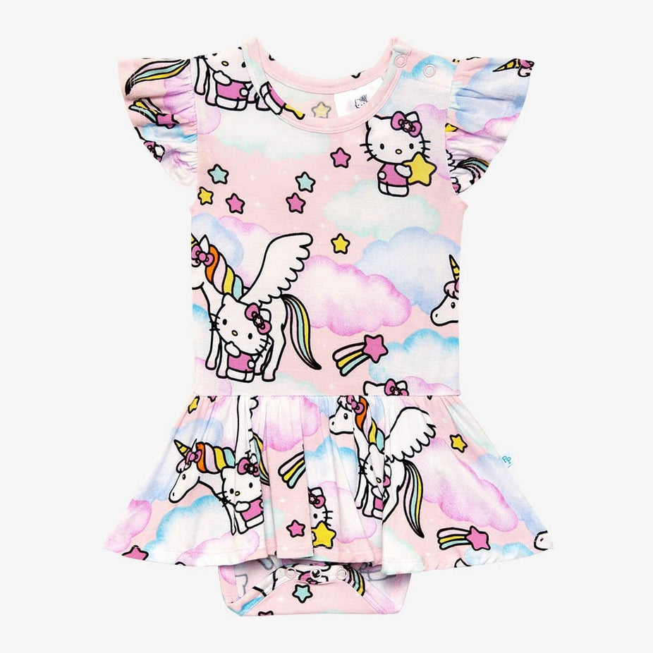 Hello Kitty® Unicorn Ruffled Cap Sleeve Twirl Skirt Bodysuit Back