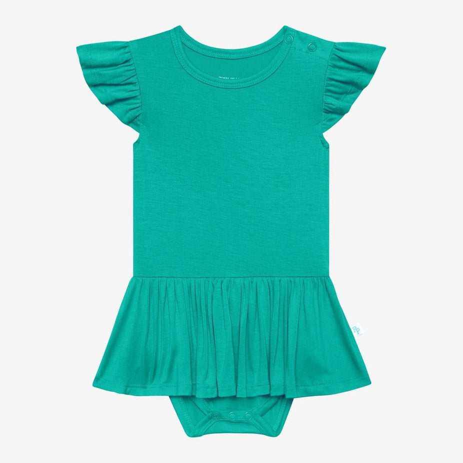 Signature Teal Ruffled Cap Sleeve Twirl Skirt Bodysuit