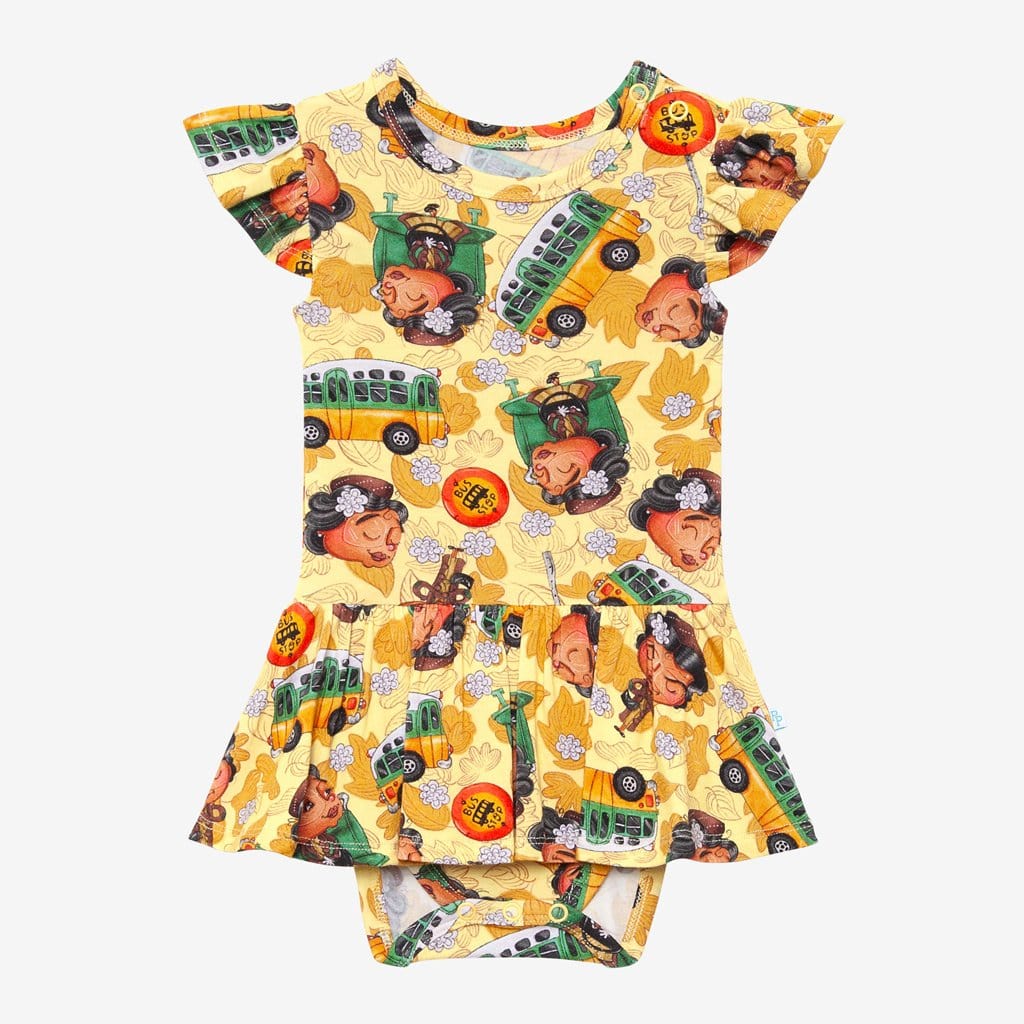 Rosa Parks Ruffled Cap Sleeve Twirl Skirt Bodysuit