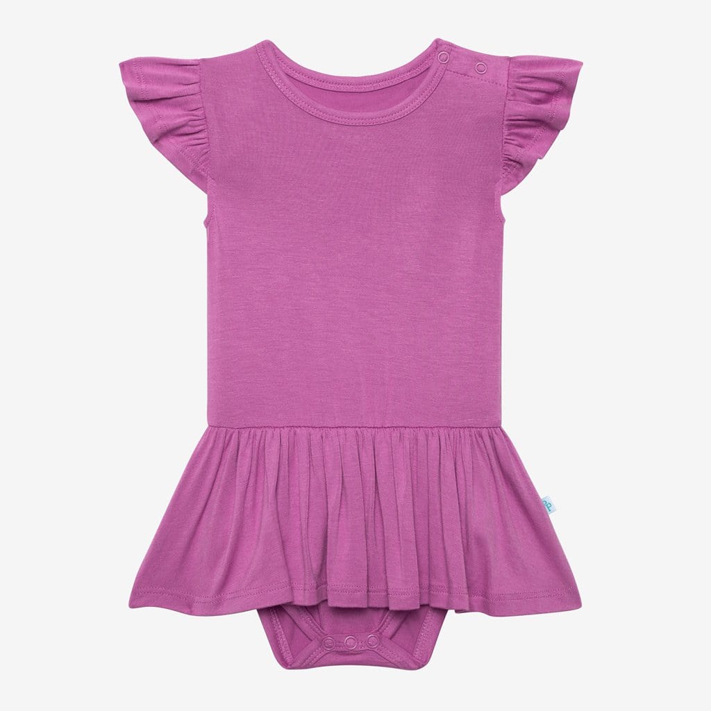 Royal Violet Ruffled Cap Sleeve Twirl Skirt Bodysuit