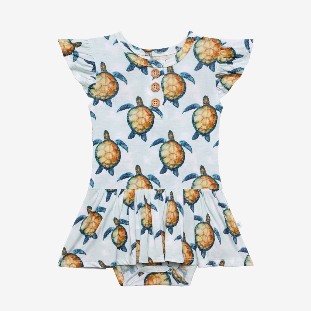 Cruz Ruffled Cap Sleeve Henley Twirl Skirt Bodysuit