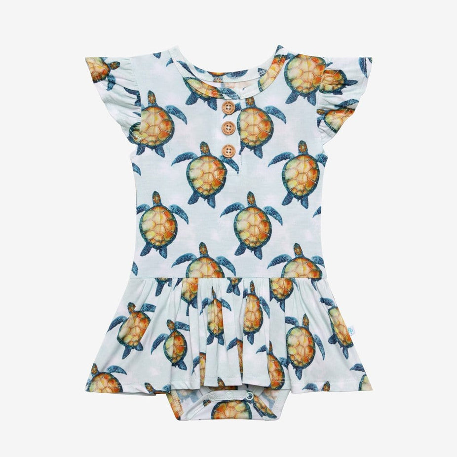 Cruz Ruffled Cap Sleeve Henley Twirl Skirt Bodysuit