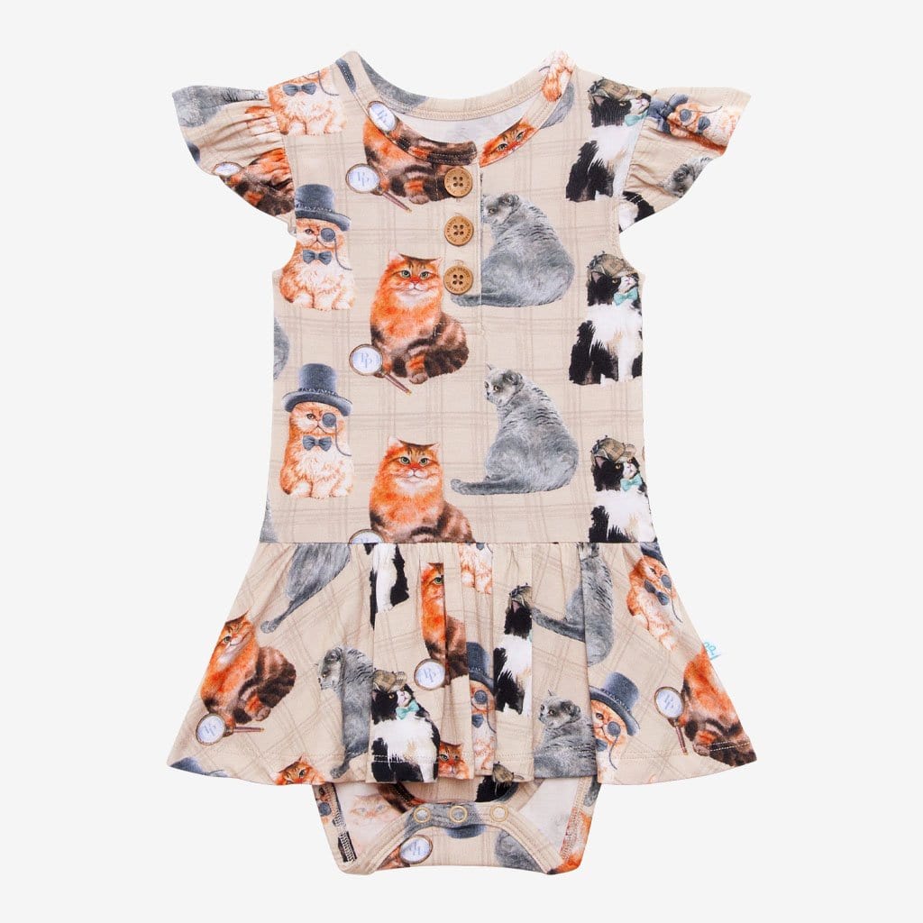 Collyns Ruffled Cap Sleeve Henley Twirl Skirt Bodysuit
