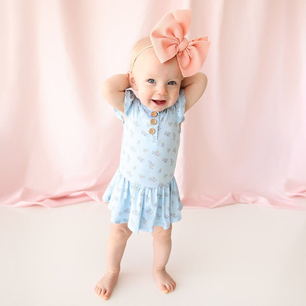 Grace Ruffled Cap Sleeve Henley Twirl Skirt Bodysuit