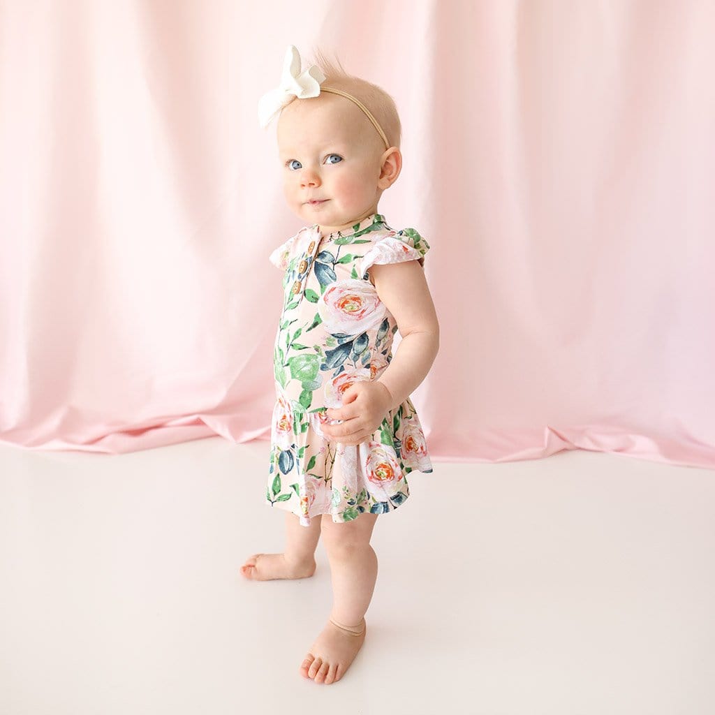 Harper Ruffled Cap Sleeve Henley Twirl Skirt Bodysuit