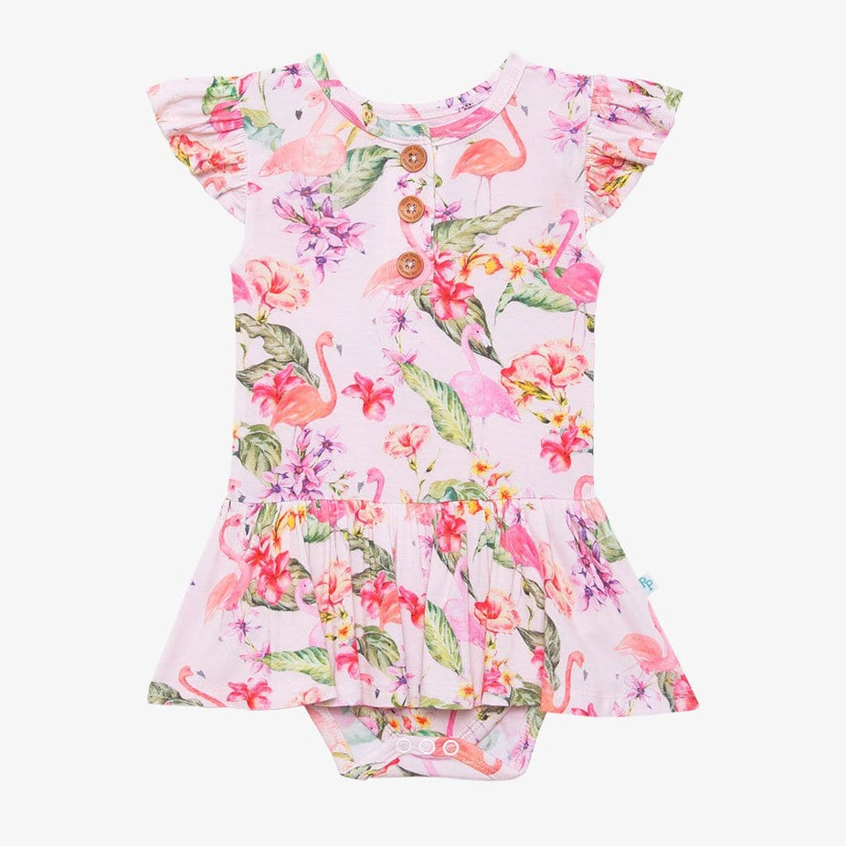 Leilani Ruffled Cap Sleeve Henley Twirl Skirt Bodysuit